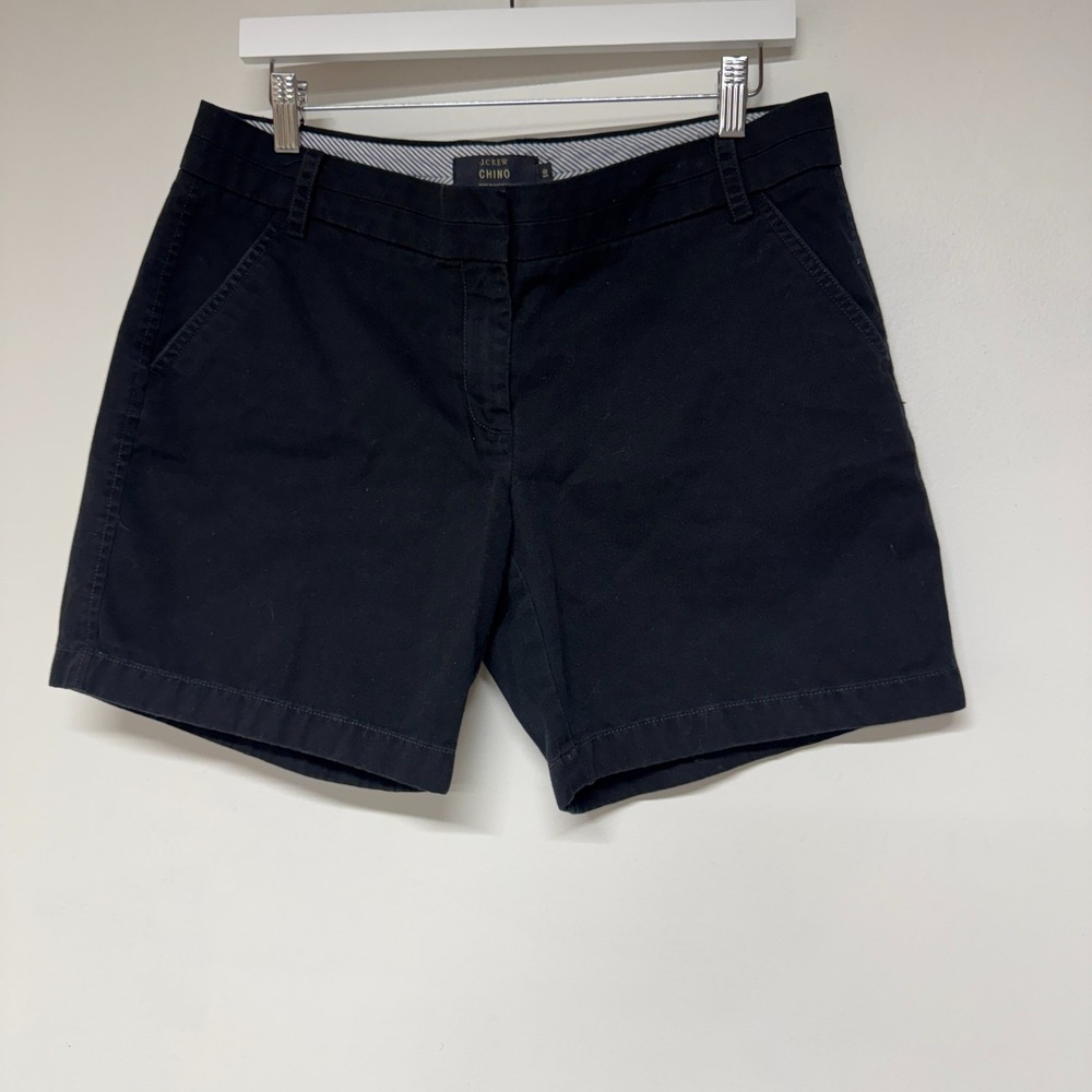 J. Crew Chino Shorts Size 10 Women's 7" Preppy Casual 100% Cotton Black